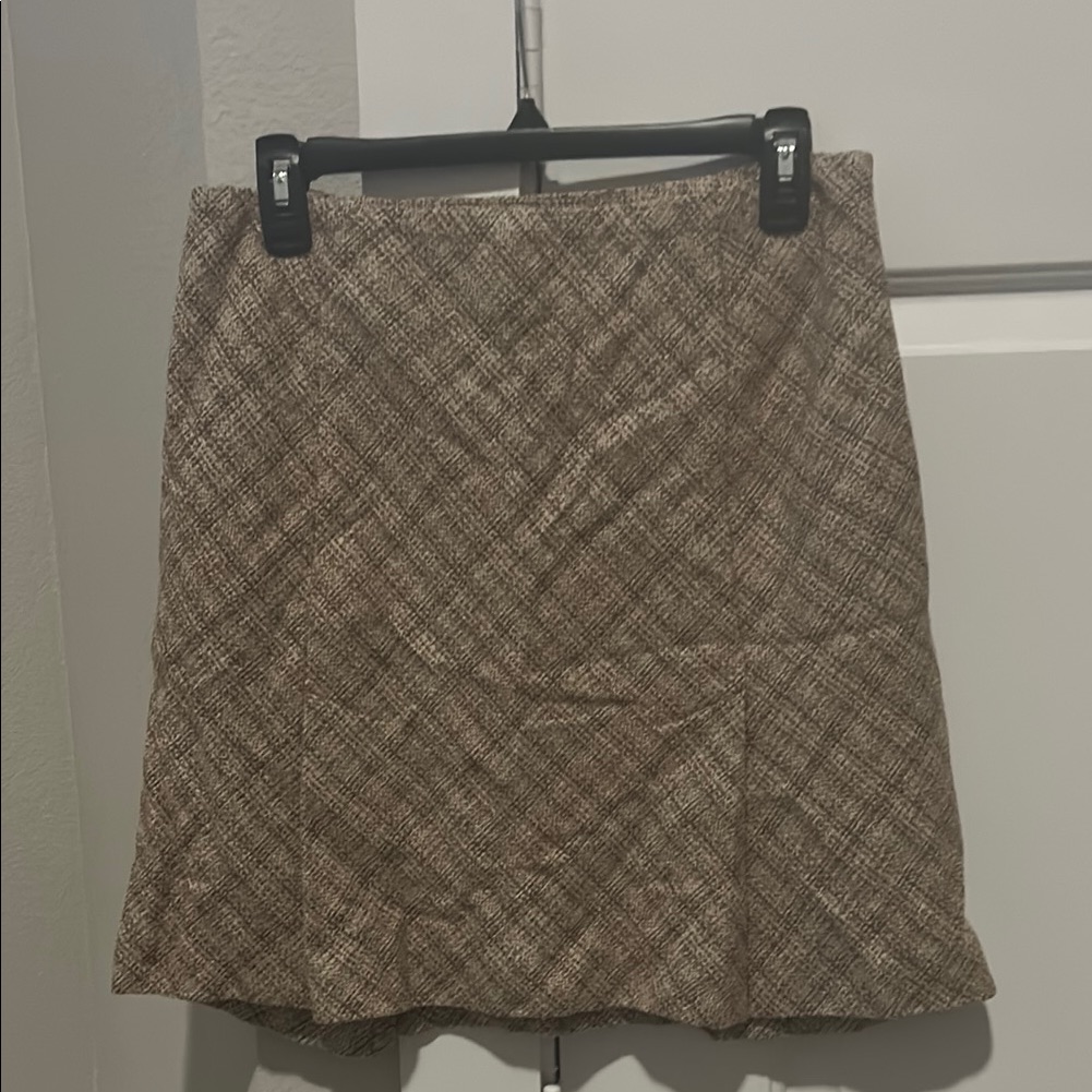 Ann Taylor Tan Plaid A-Line Skirt